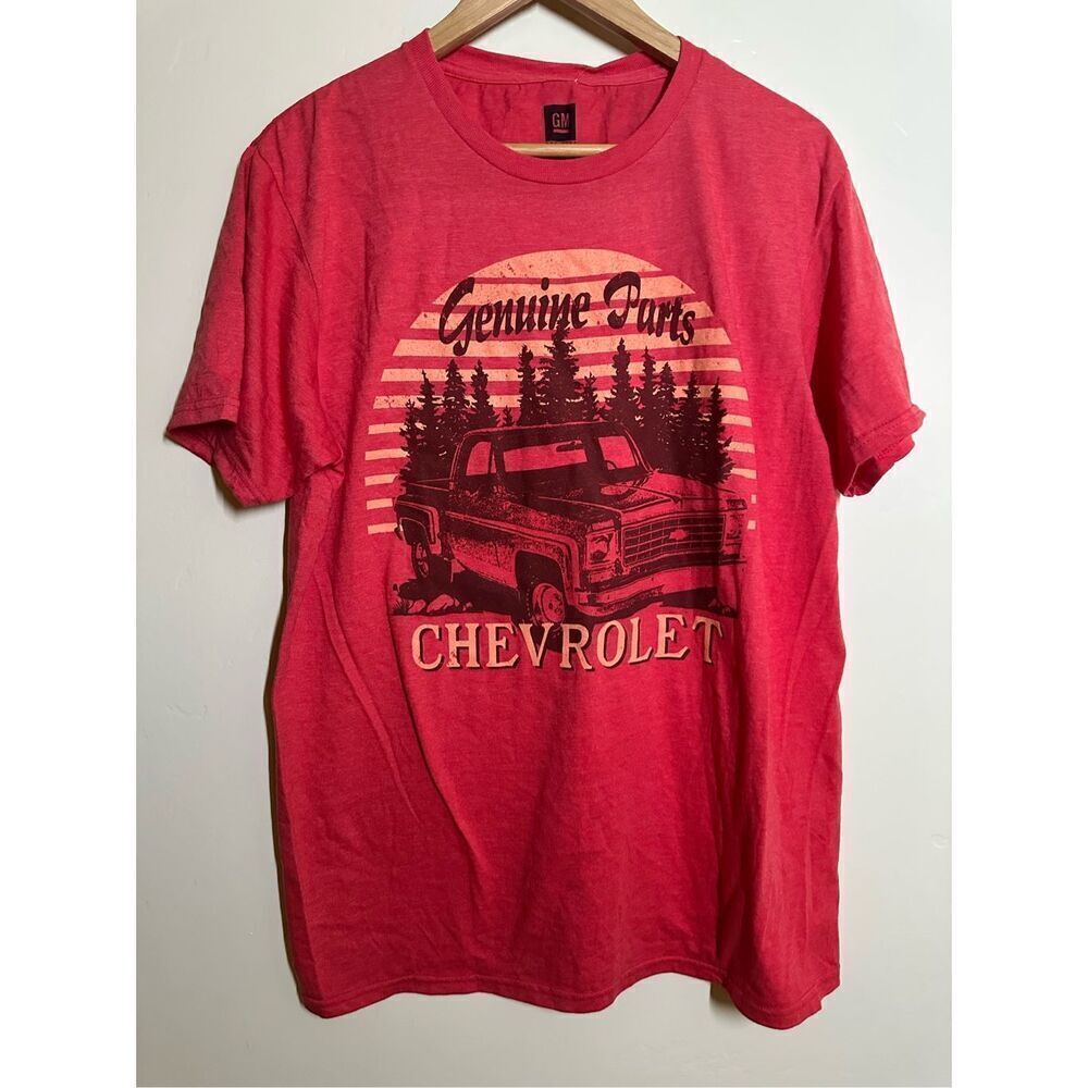 ✅ Mens GM Chevrolet Truck Red Short Sleeve Comfy T Shirt Size Large